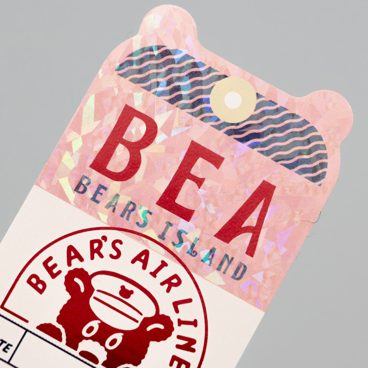 OB1TOY x ROKKAKU - Retro Sticker - Bear's Travels - Airline Ticket