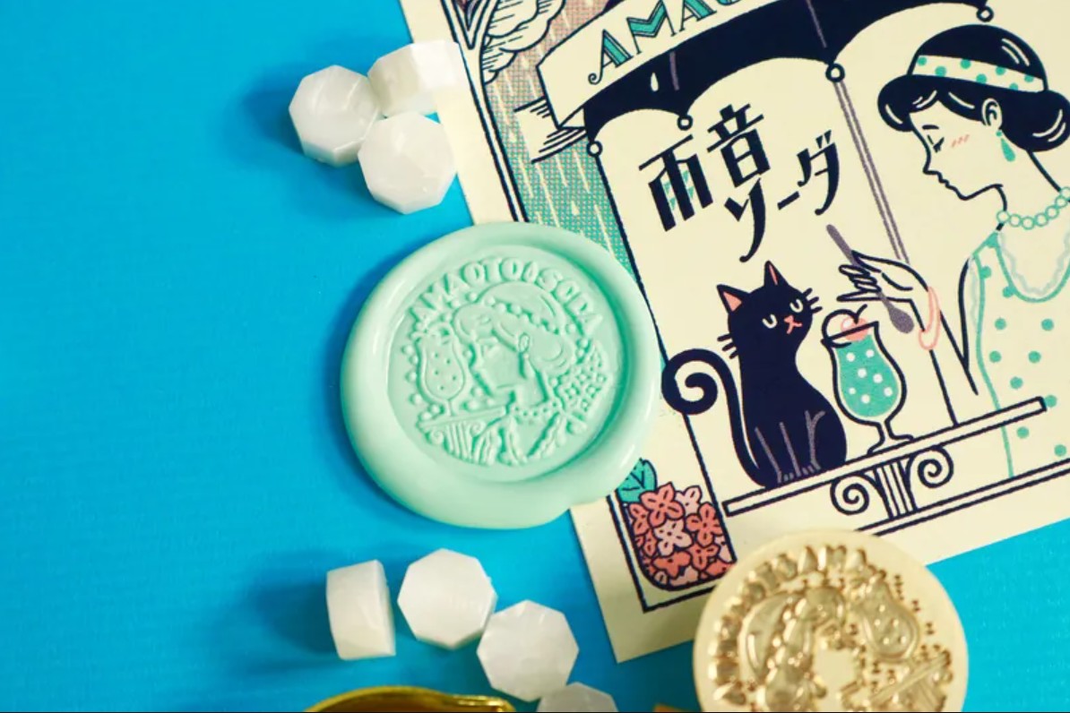 OB1TOY x Sanby - Wax Seal Stamp Set - Amaoto Soda (Rain Sound Soda)