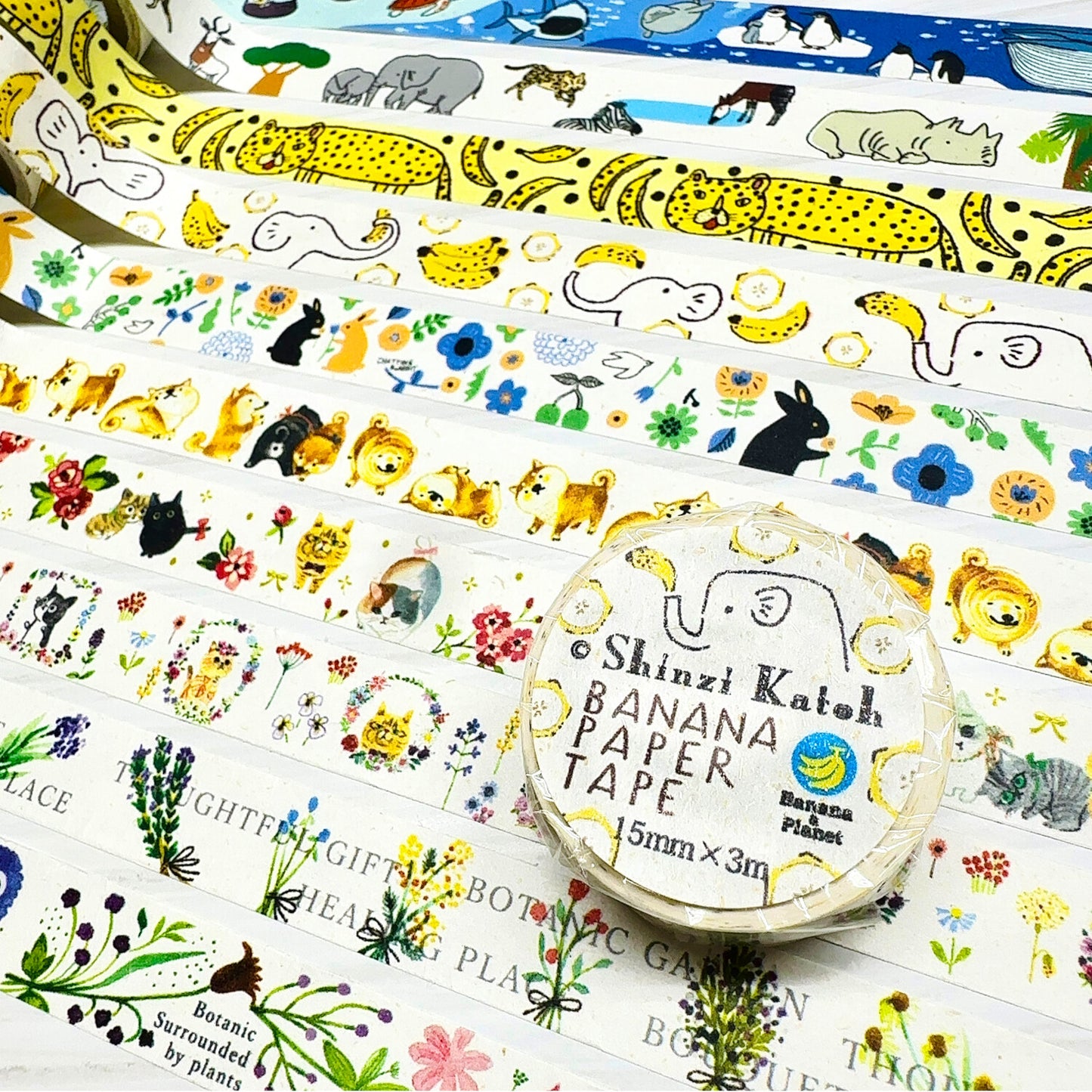 SEAL-DO Shinzi Katoh Banana Paper Washi Tape - Chaton Bloom Cats