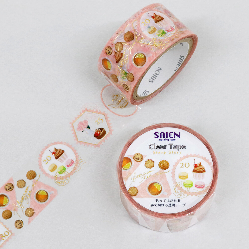 SAIEN - Clear Stamp Story Tape - Tea Party