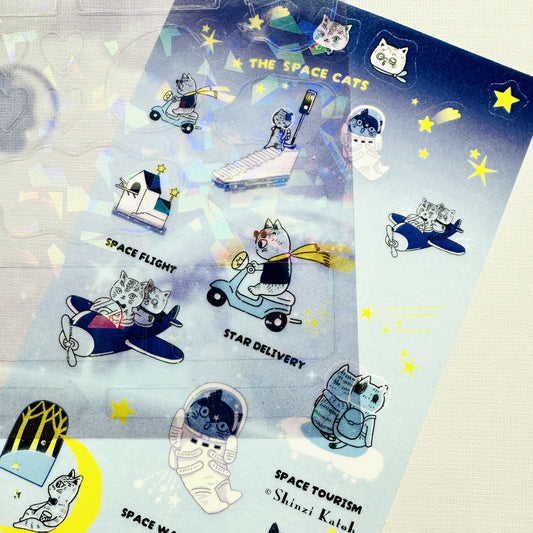 SEAL-DO Shinzi Katoh Holographic Stickers - Space Cats