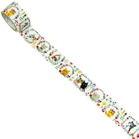 SEAL-DO Shinzi Katoh Kraft Washi Tape - Chaton Flower Cats