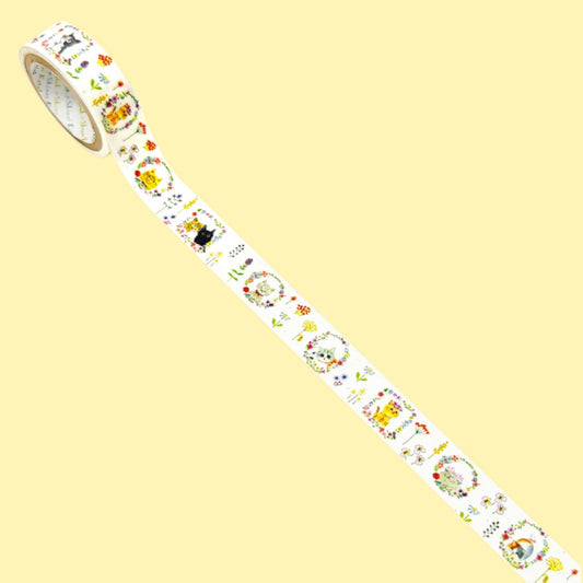 SEAL-DO Shinzi Katoh Banana Paper Washi Tape - Chaton Flower Cats