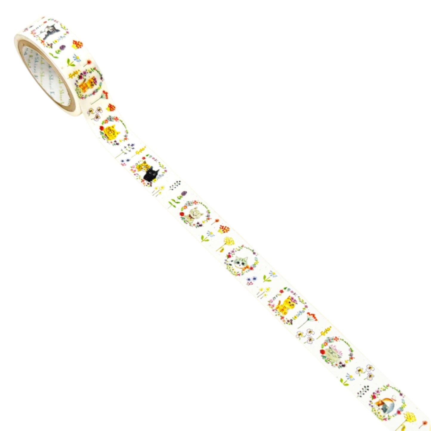 SEAL-DO Shinzi Katoh Banana Paper Washi Tape - Chaton Flower Cats
