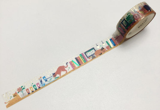 World Craft - Foil-Stamped Washi Tape - Cat