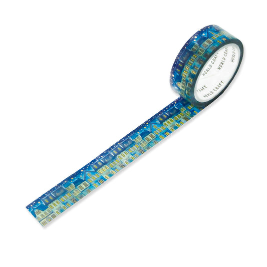 World Craft - Foil-Stamped Washi Tape - Night (Houses)