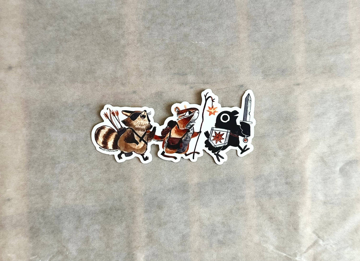 Book Moth Press - Sticker - Adventuring party - Raccoon and Crow