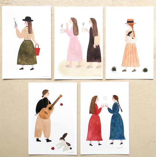 Cozyca - Postcard Book - Necktie - Rabbit Guitar