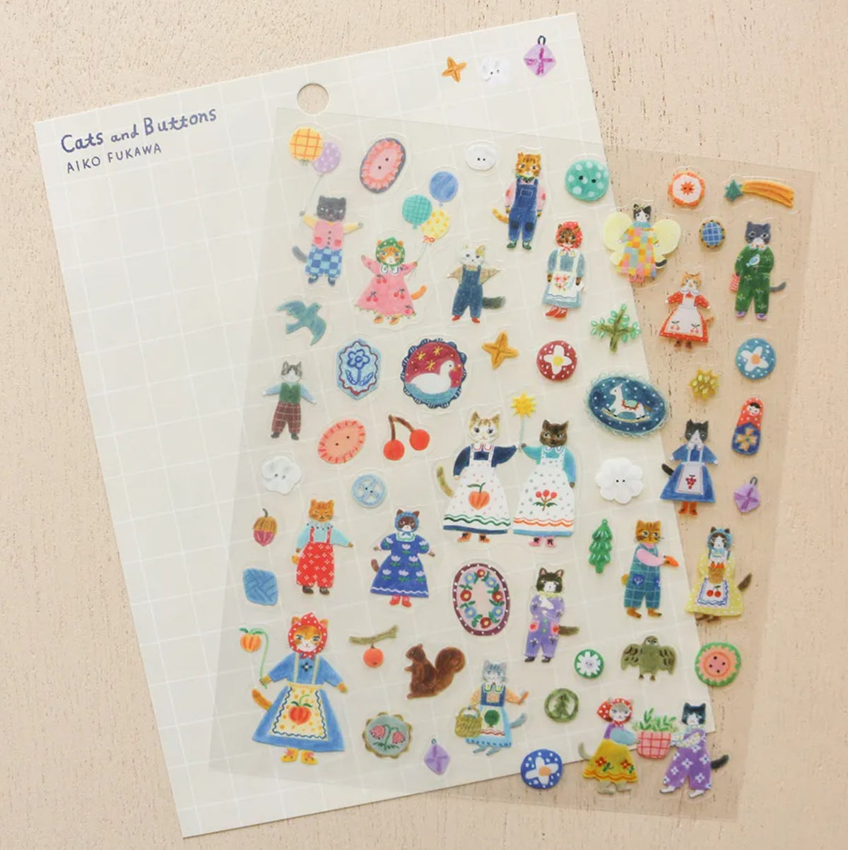 Cozyca - Aiko Fukawa - Cats and Buttons Stickers