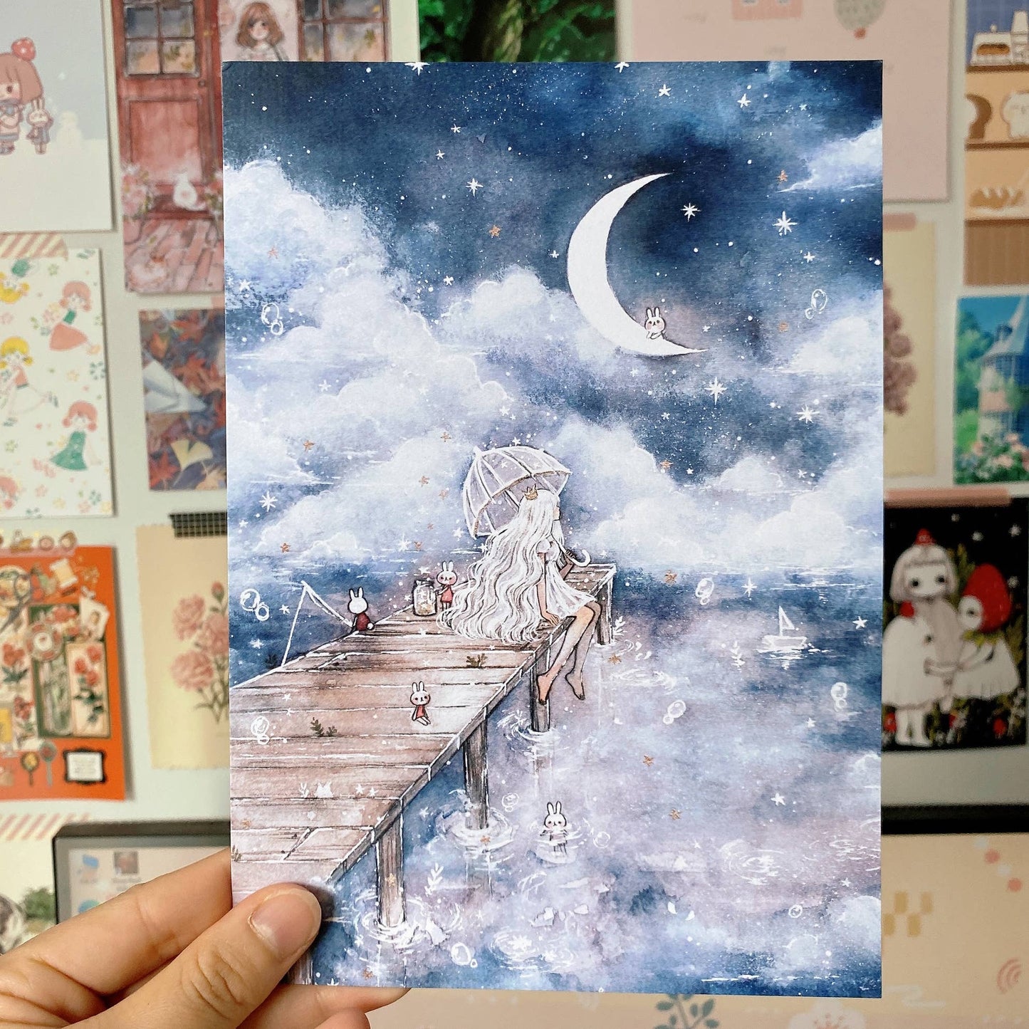 Cherry Rabbit - A5 Art Print - In the Clouds