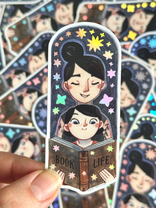 Book Moth Press - Holographic Sticker - Book Life - Mom and Child