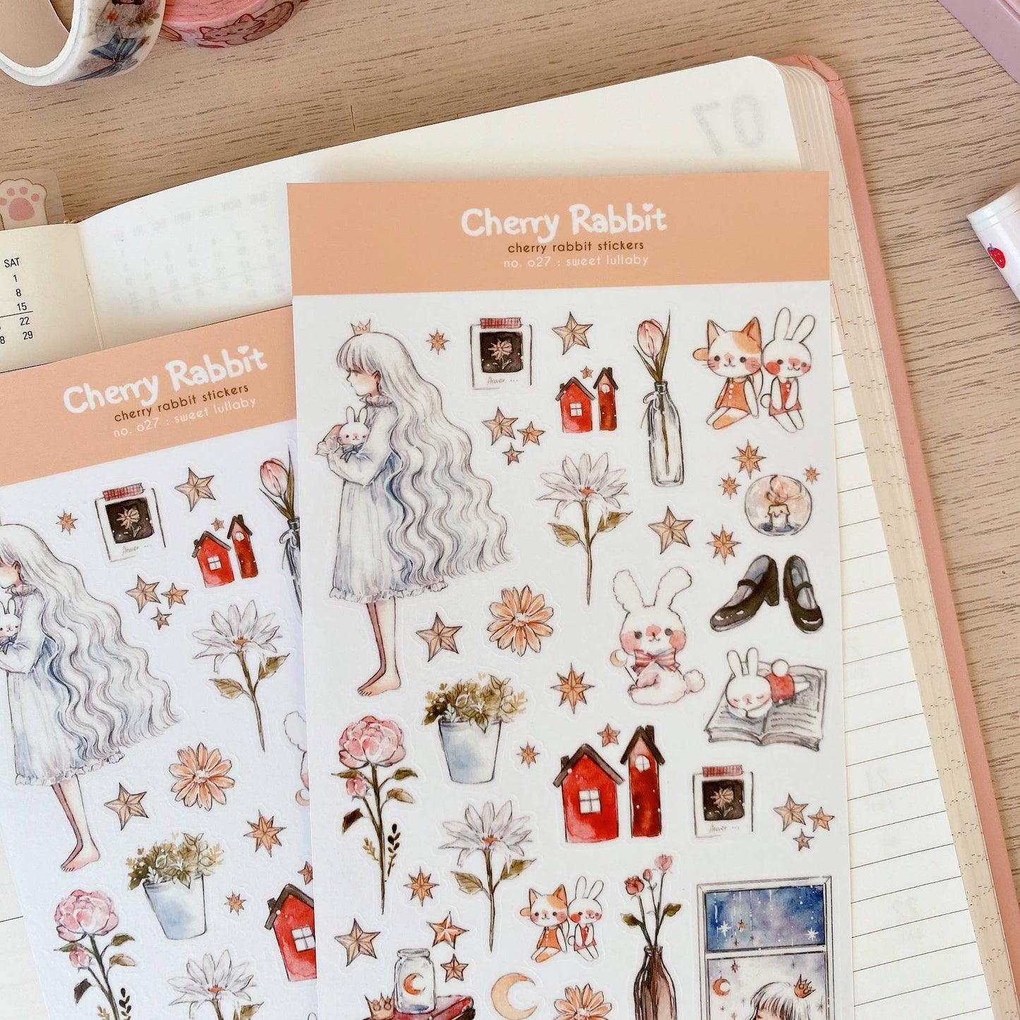 Cherry Rabbit - Sweet Lullaby Sticker Sheet no.027