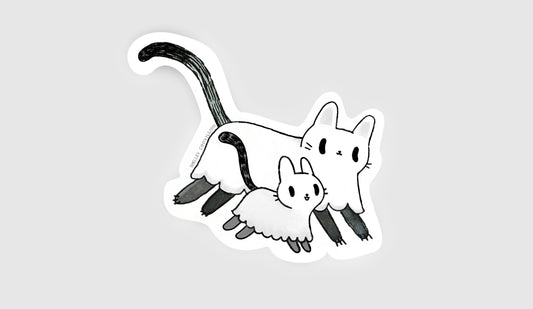 Book Moth Press - Sticker - Ghost Cat and Ghost Kitten