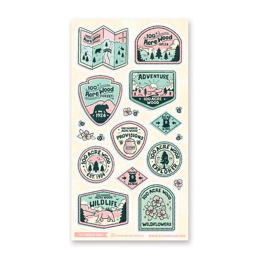 STICKII - Sticker Sheet - Eve Anderson Draws - Hundred Acre Wood