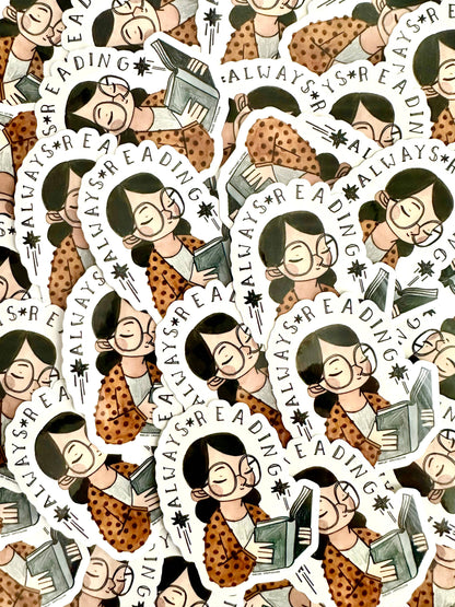 Book Moth Press - Sticker - Always Reading Books