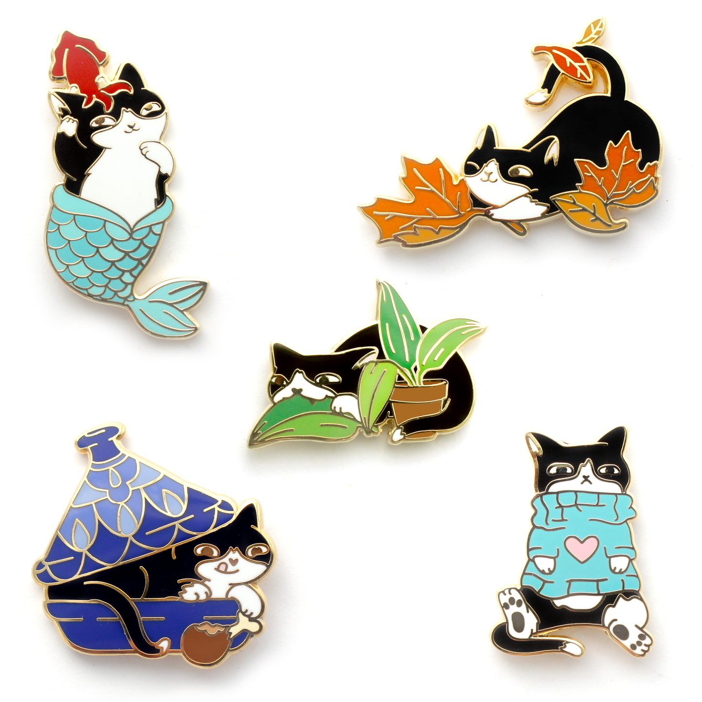 Shoal - Enamel Pin - Loki Cat - Fall Foliage