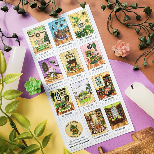STICKII - Sticker sheet - Holly Sweet Illustration - The Hobby Deck (Skeletons)
