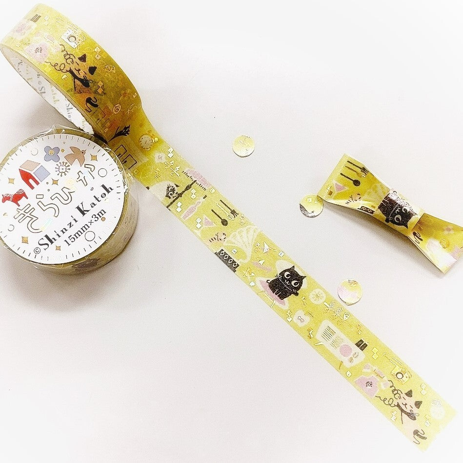SEAL-DO - Shinzi Katoh - Washi Tape - Uneven Cats (Yellow)