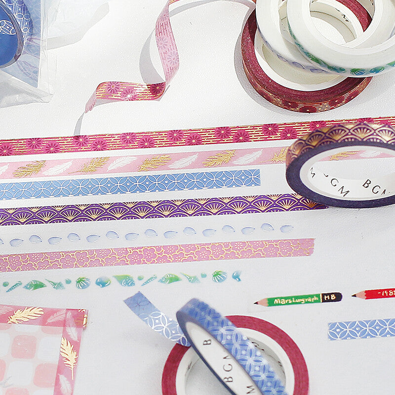 BGM - 5mm Slim Washi Tape - Blue Circle Pattern