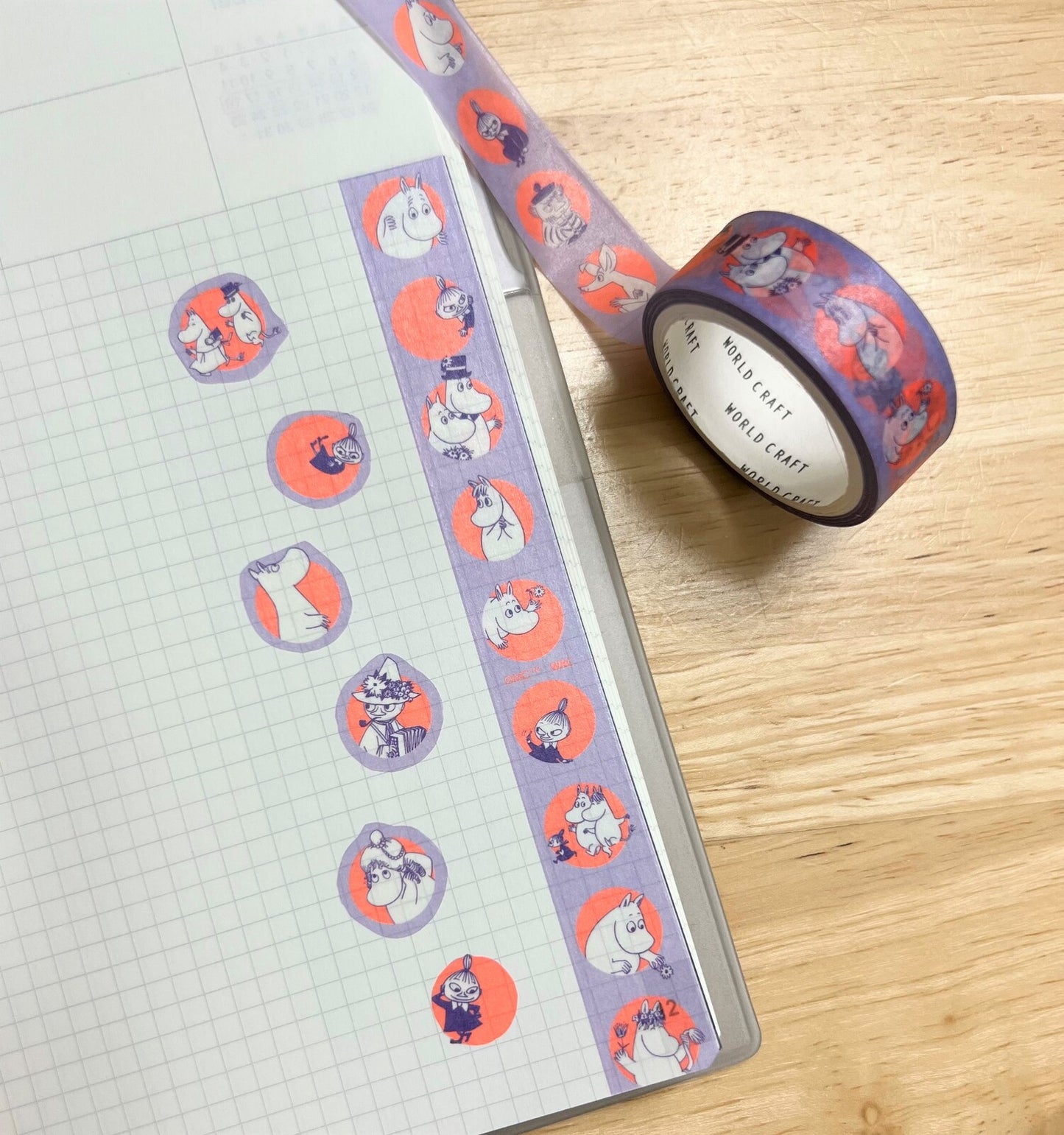 World Craft x Moomin - Washi Tape - Moomin Round Purple