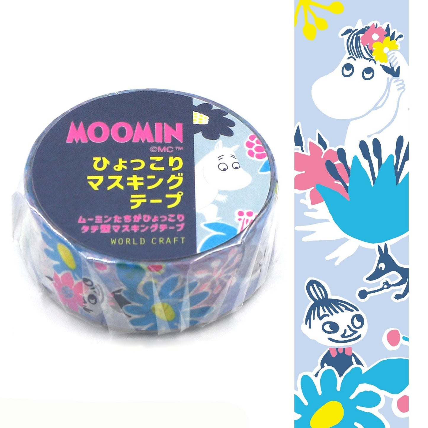 World Craft x Moomin - Washi Tape - Moomin Flower - Blue