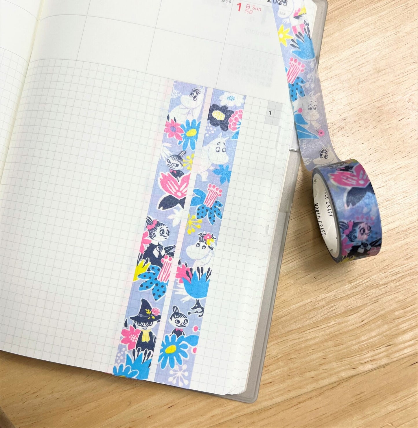 World Craft x Moomin - Washi Tape - Moomin Flower - Blue