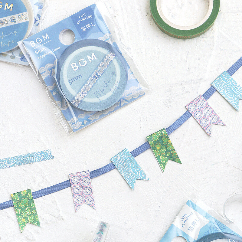 BGM - 5mm Slim Washi Tape - Blue Sea Wave