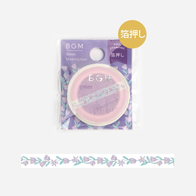 BGM - 5mm Slim Washi Tape - Purple Flower