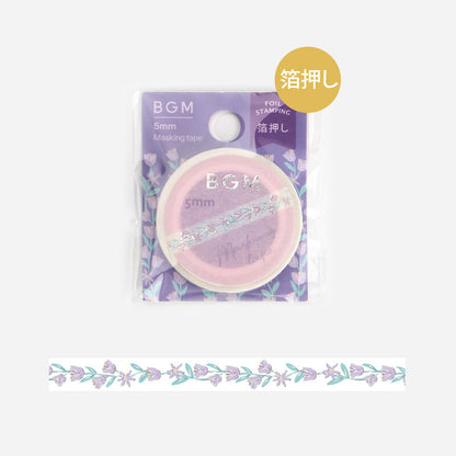 BGM - 5mm Slim Washi Tape - Purple Flower