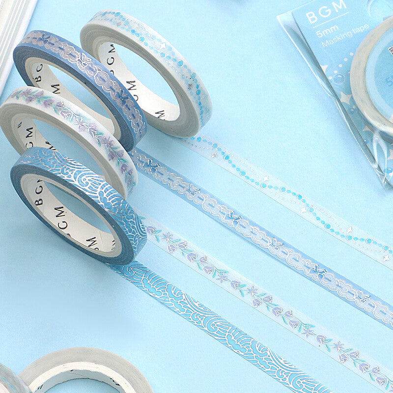 BGM - 5mm Slim Washi Tape - Blue Sea Wave