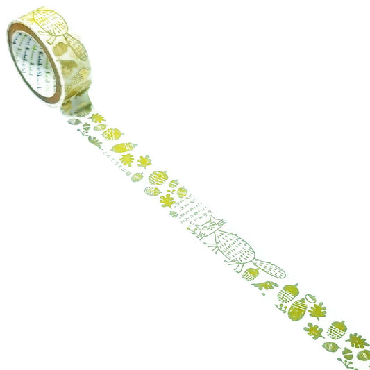 SEAL-DO Shinzi Katoh Washi Tape - Silhouette Foil Series - Acorns and Wildcat