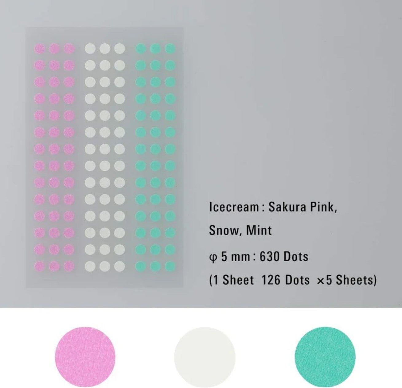 Stalogy - Planner Sticker Sheet - 5mm Round Stickers - Shuffle Ice Cream