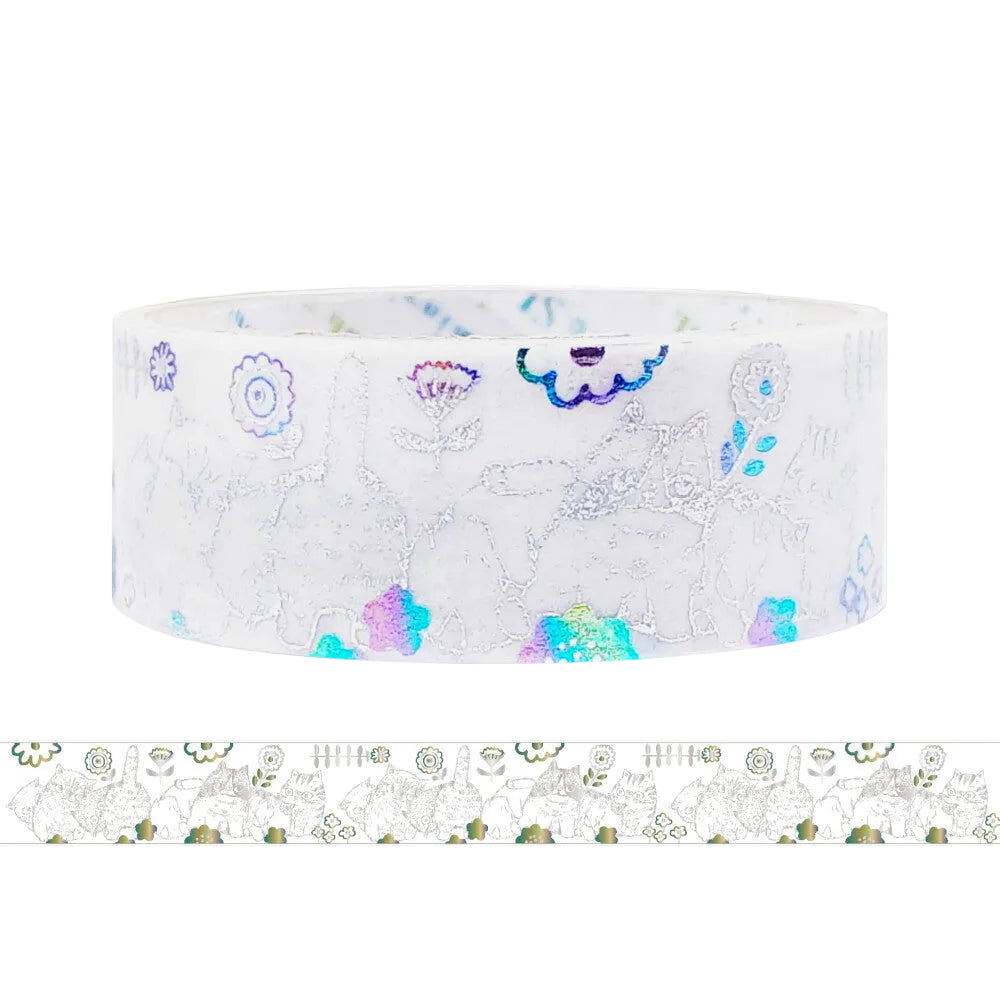 SEAL-DO Shinzi Katoh Washi Tape - Rainbow Foil - Cat Meeting