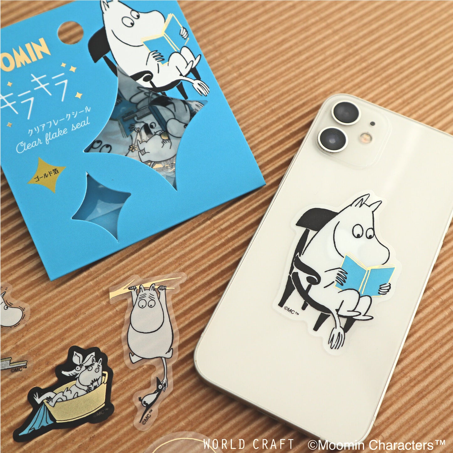 World Craft x Moomin - Foil-Stamped Clear Flake Stickers - Moomin