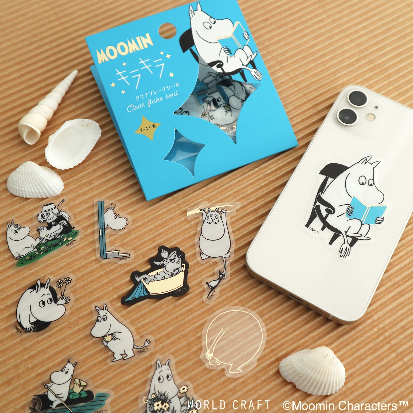 World Craft x Moomin - Foil-Stamped Clear Flake Stickers - Moomin
