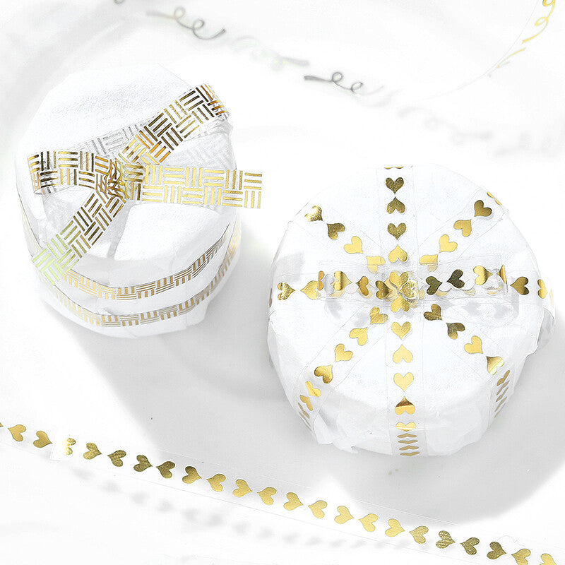 BGM - 5mm Slim Clear Tape - Gold Foil - Hearts