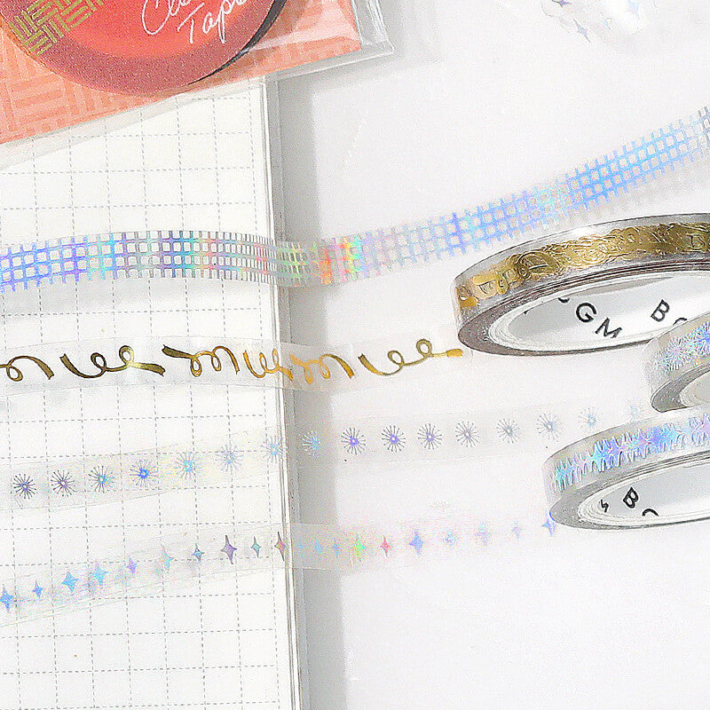 BGM - 5mm Slim Clear Tape - Rainbow Foil - Check