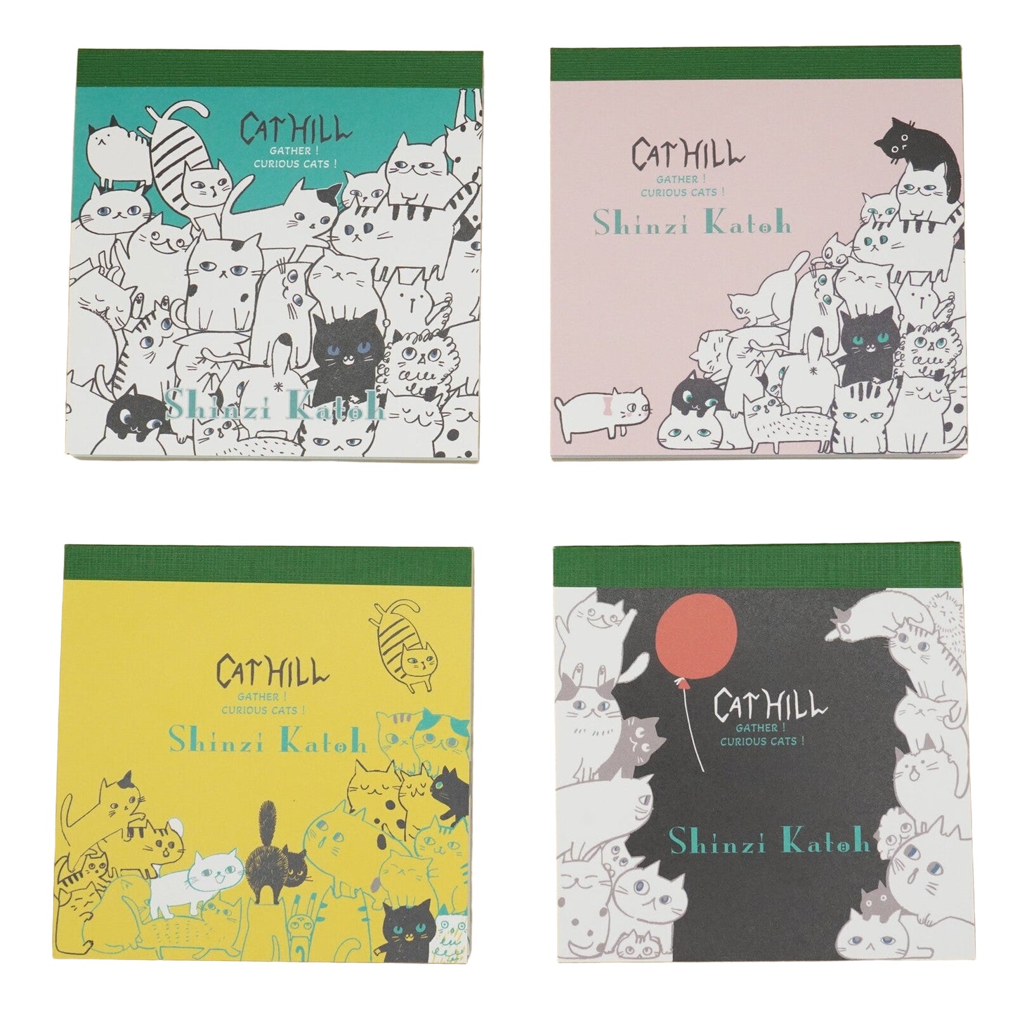 Shinzi Katoh - Memo Pad - Cat Hill - Pink