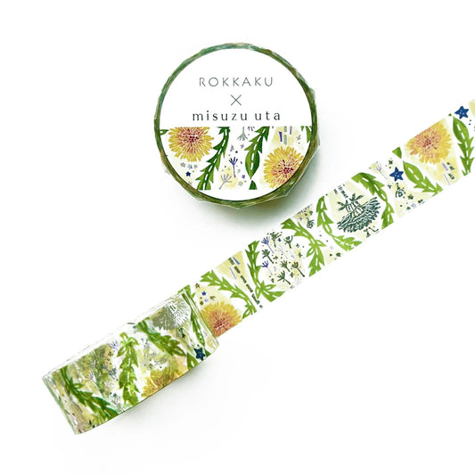 Rokkaku x Misuzu Uta - Foil-Stamped Washi Tape - Star and Dandelion