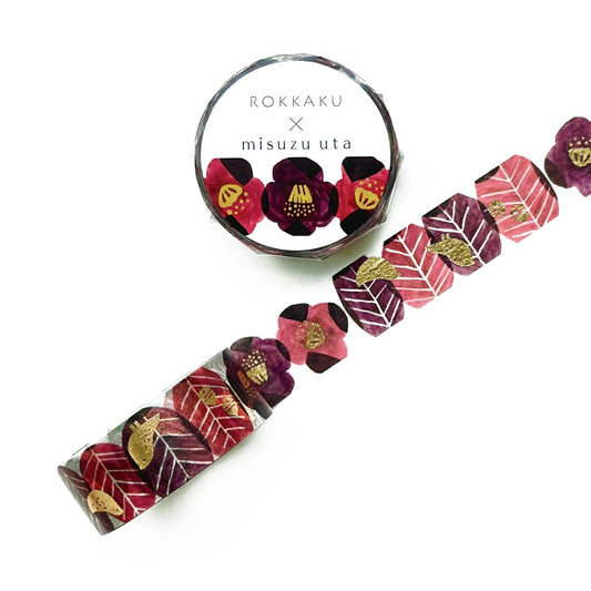 Rokkaku x Misuzu Uta - Foil-Stamped Washi Tape - Camellia at the Post Office