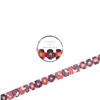 Rokkaku x Misuzu Uta - Foil-Stamped Washi Tape - Camellia at the Post Office