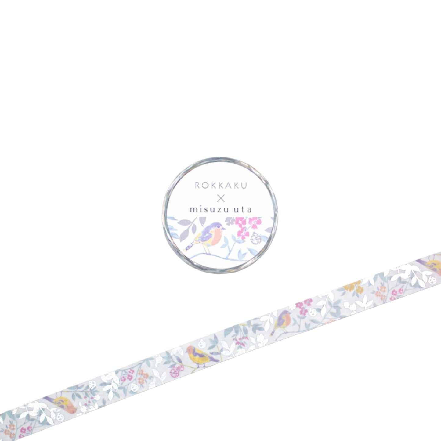 Rokkaku x Misuzu Uta - Foil-Stamped Washi Tape - Me, a Little Bird, and a Bell
