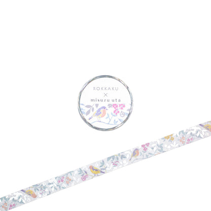 Rokkaku x Misuzu Uta - Foil-Stamped Washi Tape - Me, a Little Bird, and a Bell