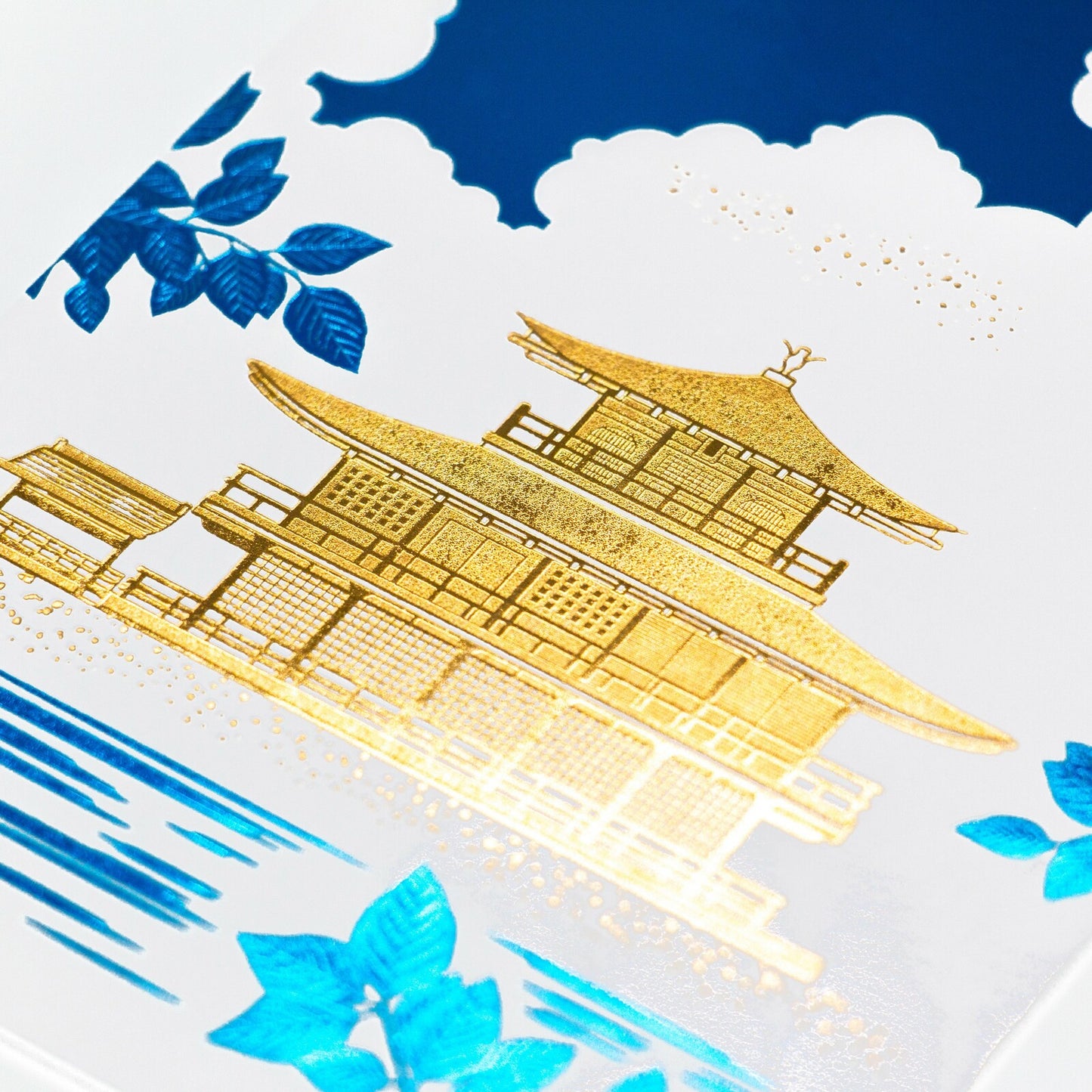ROKKAKU - Foil-stamped Postcard - Japanese Famous Places Series - Kinkakuji Temple (Rokuonji) - Summer