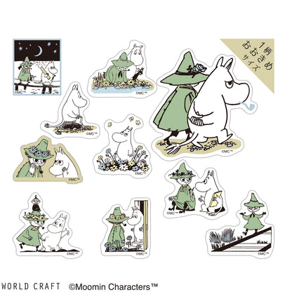 World Craft x Moomin - Foil-Stamped Clear Flake Stickers - Moomin and Snufkin