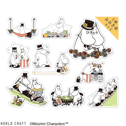 World Craft x Moomin - Foil-Stamped Clear Flake Stickers - Moomin Papa and Moomin Mama