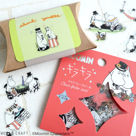 World Craft x Moomin - Foil-Stamped Clear Flake Stickers - Moomin Papa and Moomin Mama