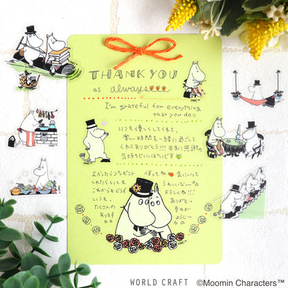 World Craft x Moomin - Foil-Stamped Clear Flake Stickers - Moomin Papa and Moomin Mama