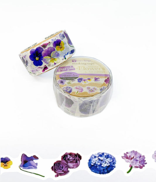 Round Top - Die-Cut Washi Tape - Purple Flowers