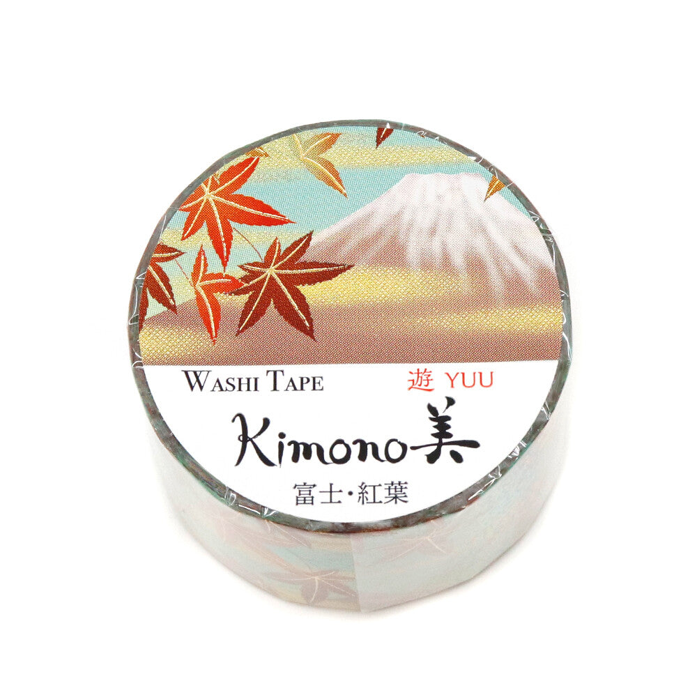 SAIEN - Foil-Stamped Washi Tape - Kimono Series - Mt Fuji and Autumn Leaves